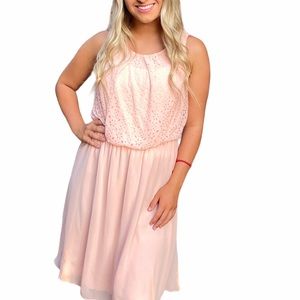 Cato Eyelet Cut Out Midi Dress Peach Size Medium